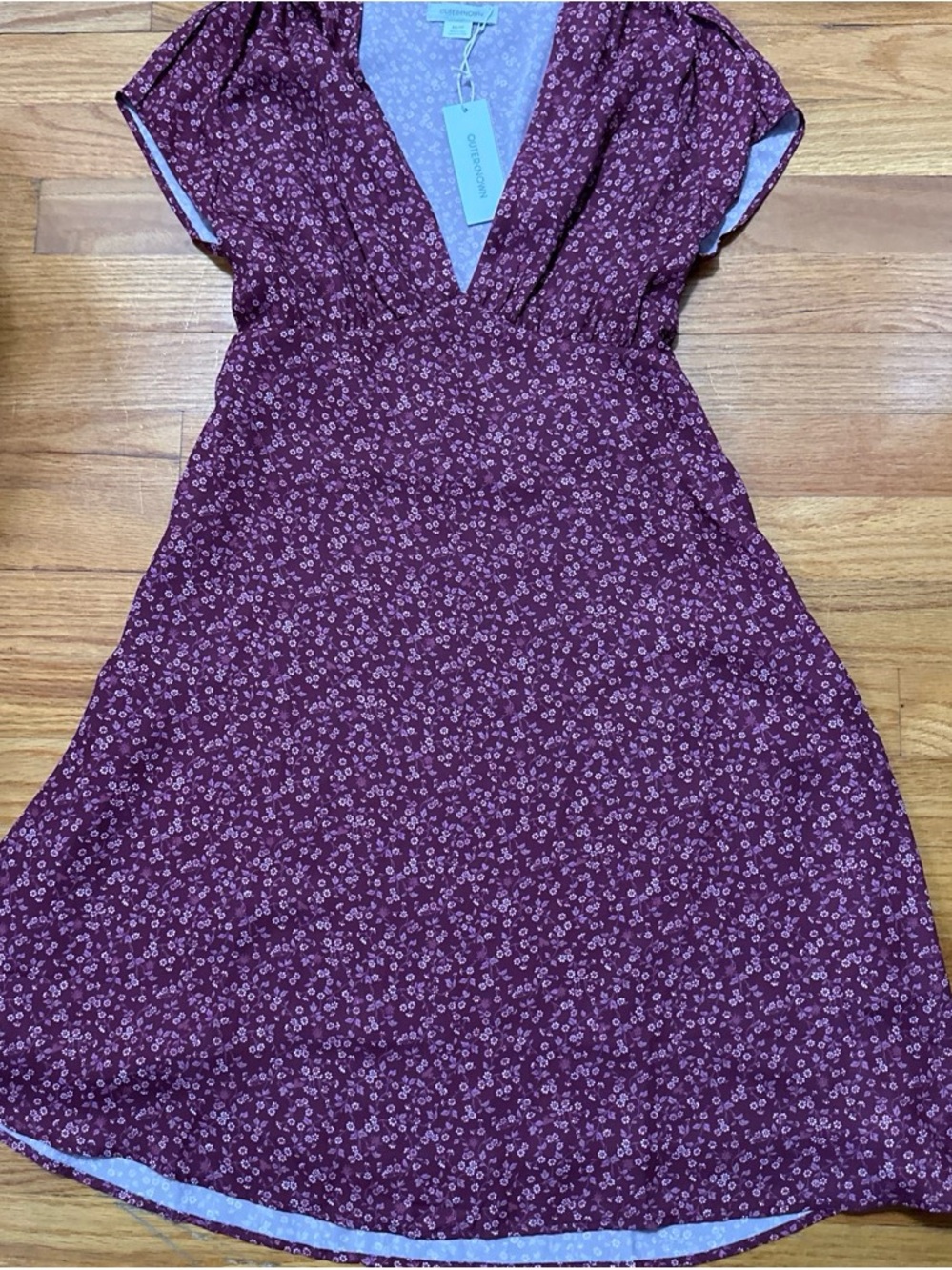 Ourterknown Women's Burgundy Floral V-Neck Dress